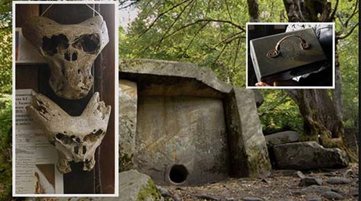 Maletín del Tercer Reich y dos cráneos alienígenas encontrados en las montañas en Rusia